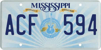 MS license plate ACF594