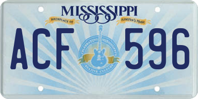 MS license plate ACF596
