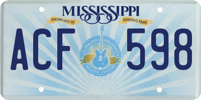 MS license plate ACF598