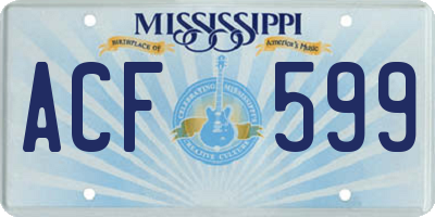 MS license plate ACF599