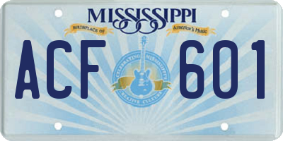 MS license plate ACF601