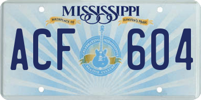 MS license plate ACF604