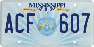 MS license plate ACF607