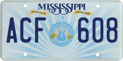 MS license plate ACF608