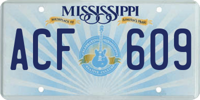 MS license plate ACF609
