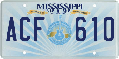 MS license plate ACF610