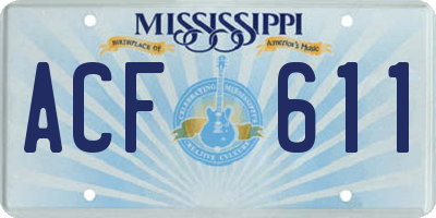 MS license plate ACF611