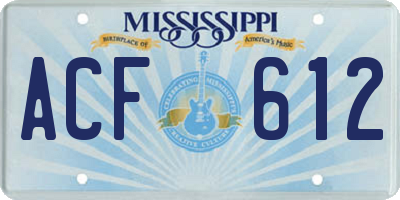 MS license plate ACF612
