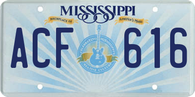 MS license plate ACF616