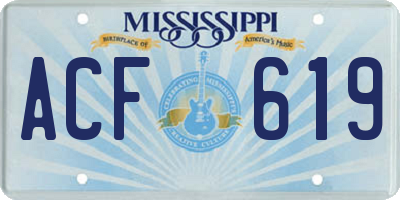 MS license plate ACF619