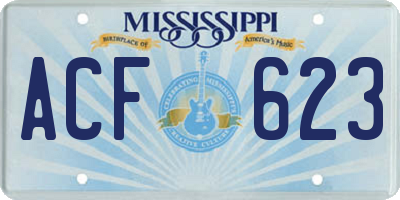 MS license plate ACF623