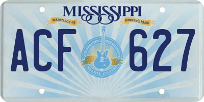 MS license plate ACF627