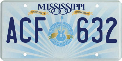 MS license plate ACF632