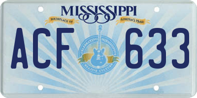 MS license plate ACF633