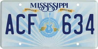MS license plate ACF634