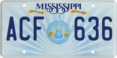 MS license plate ACF636