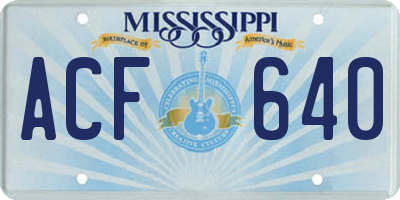 MS license plate ACF640