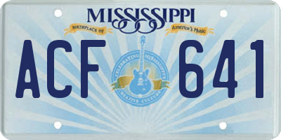 MS license plate ACF641