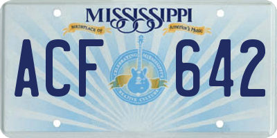 MS license plate ACF642