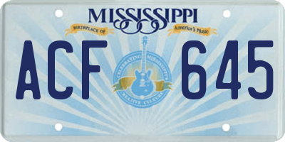 MS license plate ACF645