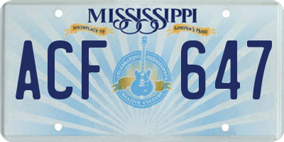 MS license plate ACF647