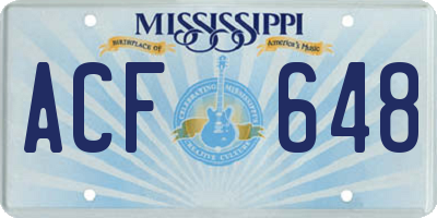 MS license plate ACF648