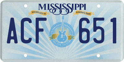 MS license plate ACF651