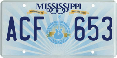 MS license plate ACF653