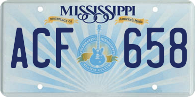 MS license plate ACF658