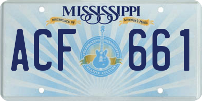 MS license plate ACF661