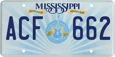 MS license plate ACF662