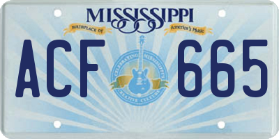MS license plate ACF665
