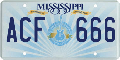 MS license plate ACF666