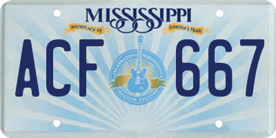 MS license plate ACF667