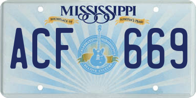 MS license plate ACF669