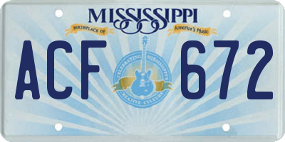 MS license plate ACF672