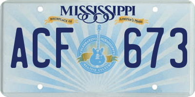 MS license plate ACF673
