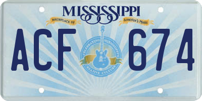 MS license plate ACF674