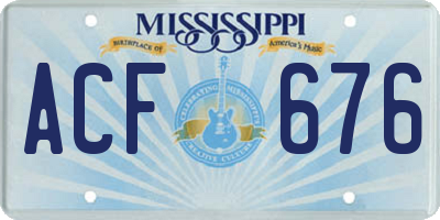 MS license plate ACF676