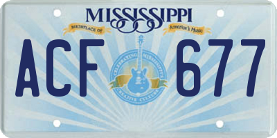MS license plate ACF677