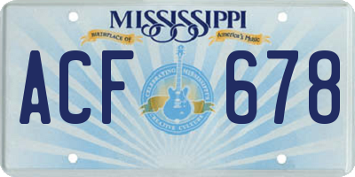 MS license plate ACF678