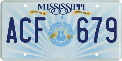 MS license plate ACF679