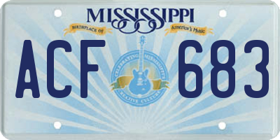 MS license plate ACF683