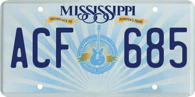 MS license plate ACF685