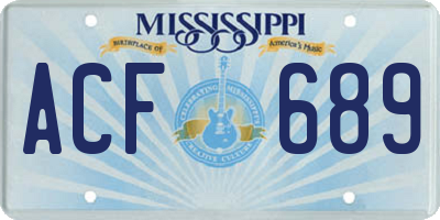 MS license plate ACF689
