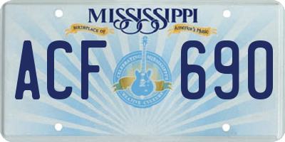 MS license plate ACF690