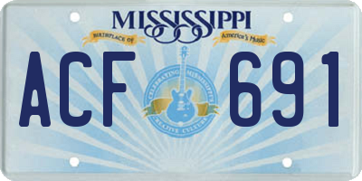 MS license plate ACF691