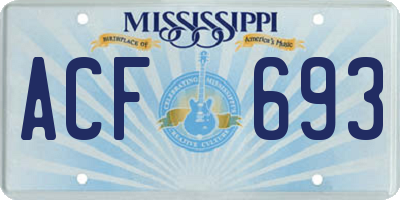 MS license plate ACF693