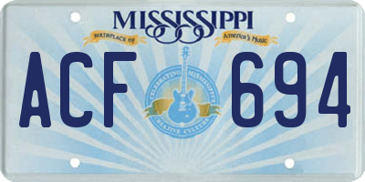 MS license plate ACF694
