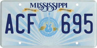MS license plate ACF695